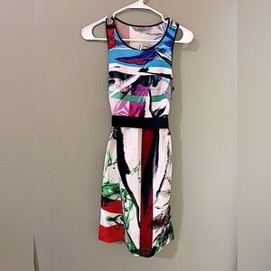 Women's Clover Canyon Sleeveless abstract Waist Tie Open Back Dress extra small